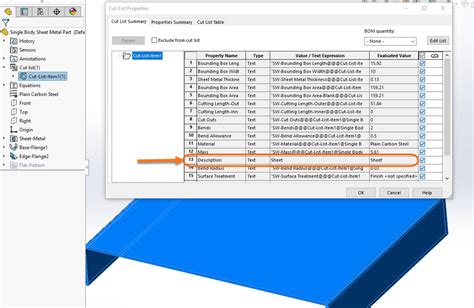 solidworks bom list length of sheet metal part|solidworks indented bom diagram.